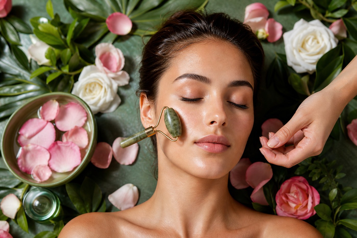 Rose water and botanical facial treatment